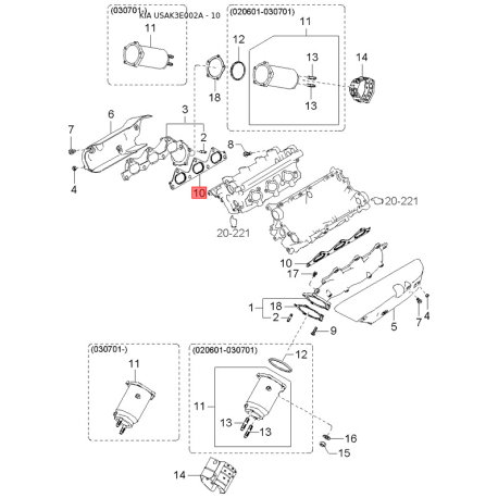 Підшипник маточини колеса комплект 0K201-33065A Mobis - 0K20133065A - схема з каталогу 10, USAK3E002A 0K20133065A