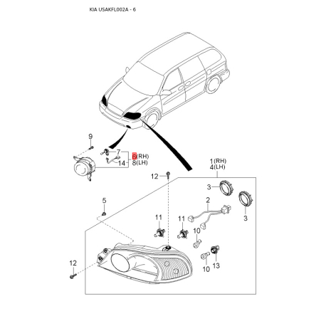 Гайка, выпускной коллектор K9994-81200 Mobis - K999481200 - схема с каталога 6, USAKFL002A K999481200