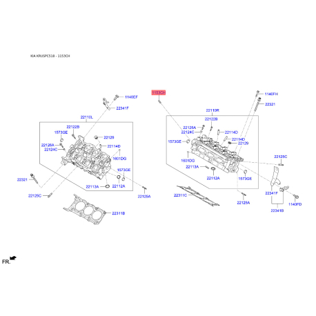 Шпилька головки цилиндров 11533-08506K Mobis - 1153308506K - схема с каталога 1153CH, KRUSPC518 1153308506K