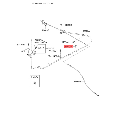 Болт проводки (жгут, коса) 11415-06166B Mobis - 1141506166B - схема с каталога 1141AN, KKMAPBL06 1141506166B