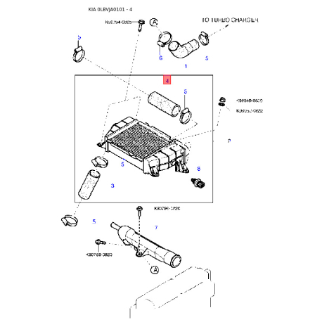 Емблема радіатора 0K28T-51725A Mobis - 0K28T51725A - схема з каталогу 4, 0LBVJA0101 0K28T51725A