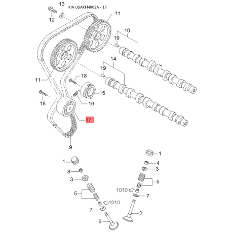 Ремкомплект головного гальмівного циліндра 0K011-43620 Mobis - 0K01143620 - схема з каталогу 17, USAKFM002A 0K01143620
