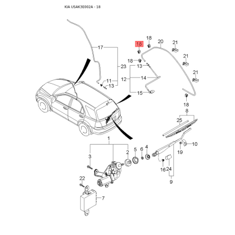Центральная консоль комлекующие 84623-3E021 Mobis - 846233E021 - схема с каталога 18, USAK3E002A 846233E021
