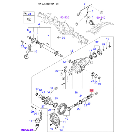 Кільце стопорне АКПП 45540-4A030 Mobis - 455404A030 - схема з каталогу 18, EURK3E002A 455404A030