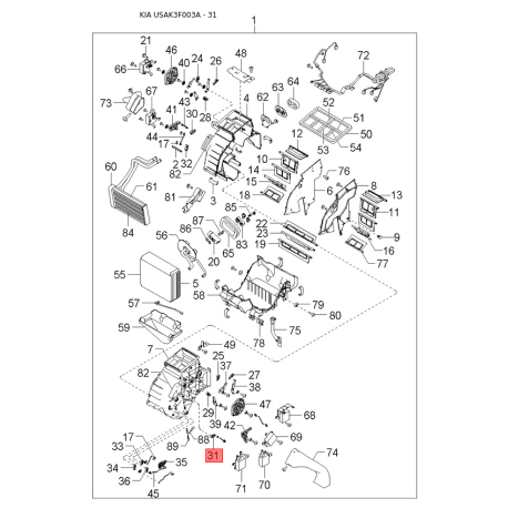 Сухарь пружины клапана 22223-21004 Mobis - 2222321004 - схема с каталога 31, USAK3F003A 2222321004