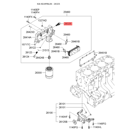 Клапан контроля давления масла 26325-42011 Mobis - 2632542011 - схема с каталога 26325, KEURPBL06 2632542011