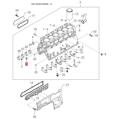 Упор капота и его крепление 0G030-56693A Mobis - 0G03056693A - схема с каталога 6, GEXKV3000A 0G03056693A