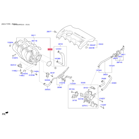 Прокладка впускного коллектора 28312-2B000 Mobis - 283122B000 - схема с каталога 35101, SEURPED10 283122B000