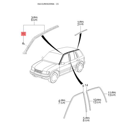 Вугільна щітка, стартер 0F214-18X66 Mobis - 0F21418X66 - схема з каталогу 15, EURK92099A 0F21418X66