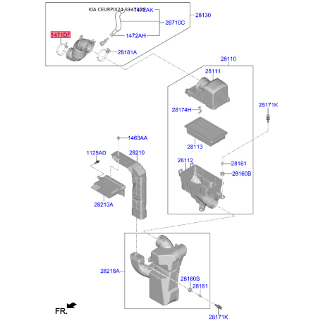 Хомут впускної системи 14711-75006B Mobis - 1471175006B - схема з каталогу 1471DF, CEURPIX24 1471175006B