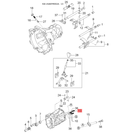 Осушувач кондиціонера 0K08A-61500 Mobis - 0K08A61500 - схема з каталогу 13, USAKFM002A 0K08A61500