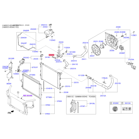 Соединительный патрубок, провод охлаждающей жидкости 25329-A5800 Mobis - 25329A5800 - схема с каталога 25329, SEURPA212 25329A5800