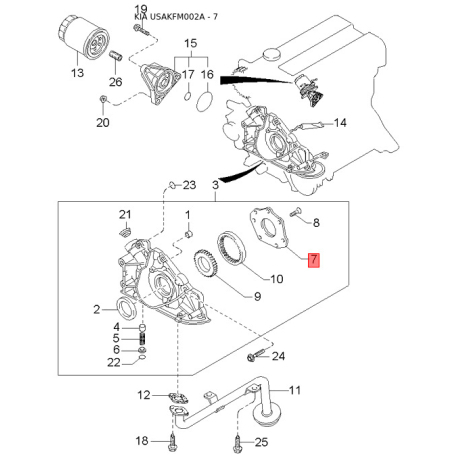 Блок керування, кондиціонер 0K070-61C13 Mobis - 0K07061C13 - схема з каталогу 7, USAKFM002A 0K07061C13