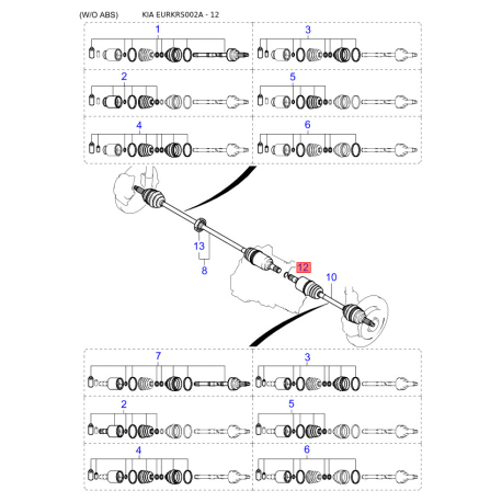 Чохол поршня супорта 0K045-33242 Mobis - 0K04533242 - схема з каталогу 12, EURKRS002A 0K04533242