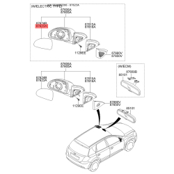 Дзеркальний елемент зовнішнього дзеркала задній лівий 87611-1H000 Mobis