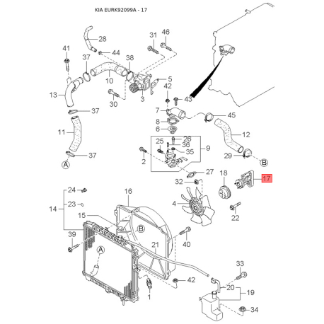 Уплотнитель (прокладка), стекло двери левый 0K019-59605B Mobis - 0K01959605B - схема с каталога 17, EURK92099A 0K01959605B