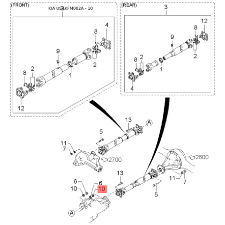 Заглушка КПП 0K015-19437 Mobis - 0K01519437 - схема з каталогу 10, USAKFM002A 0K01519437