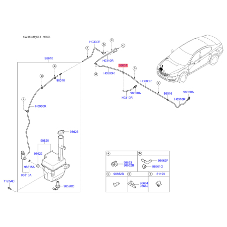 Шланг омывателя лобового стекла 98651-29000 Mobis - 9865129000 - схема с каталога 98651, KKMAPJG13 9865129000