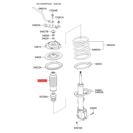 Пилозахисний комплект амортизатора 54625-2E000 Mobis - 546252E000 - схема з каталогу 54625B, KKMAPFQ04 546252E000