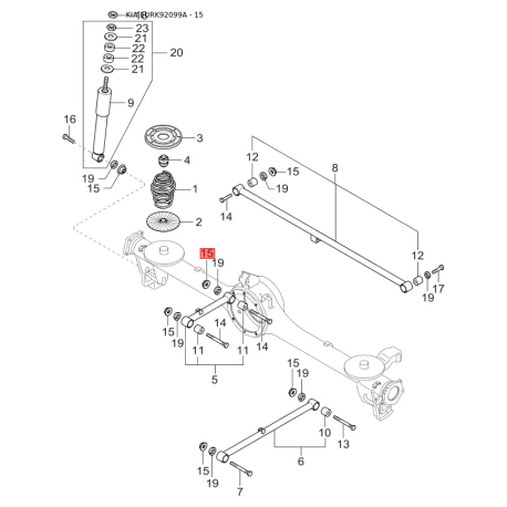 Регулювальна шайба, зазор клапана 0K770-12986 Mobis - 0K77012986 - схема з каталогу 15, EURK92099A 0K77012986