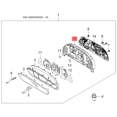 Фиксатор перчаточного ящика (бардачка) 84810-3E010CY Mobis - 848103E010CY - схема с каталога 10, USAK3E002A 848103E010CY
