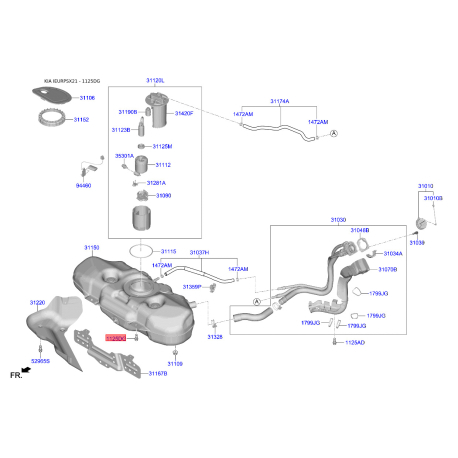 Болт паливної системи 11251-10306K Mobis - 1125110306K - схема з каталогу 1125DG, IEURPSX21 1125110306K