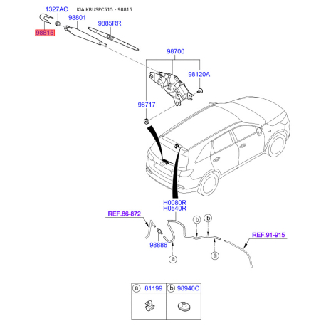 Кріплення заднього важеля склоочисника і трапеції 98812-C5000 Mobis - 98812C5000 - схема з каталогу 98815, KRUSPC515 98812C5000