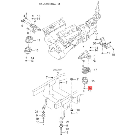 Блок кнопок склопідйомника лівий 93580-3E200BL Mobis - 935803E200BL - схема з каталогу 14, USAK3E002A 935803E200BL