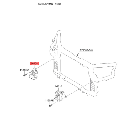 Звуковой сигнал 96621-2P400 Mobis - 966212P400 - схема с каталога 96620, KEURPXM12 966212P400