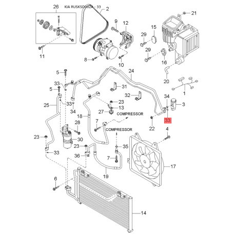 Каркас сиденья с отделкой MB006-88276 Mobis - MB00688276 - схема с каталога 33, RUSKSD002A MB00688276