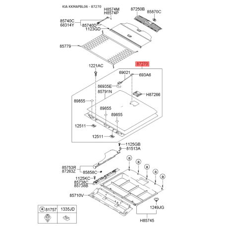 Обивка багажника 87280-3E000CQ Mobis - 872803E000CQ - схема с каталога 87270, KKMAPBL06 872803E000CQ