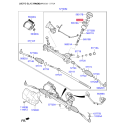 Манжета (сальник) вала шестерні (черв'яка) рульового механізму 56542-3X000 Mobis