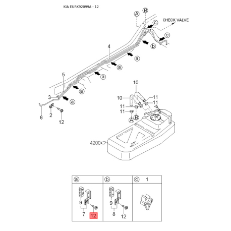 Абсорбер, топливная система, комплектующие 0K011-42571A Mobis - 0K01142571A - схема с каталога 12, EURK92099A 0K01142571A