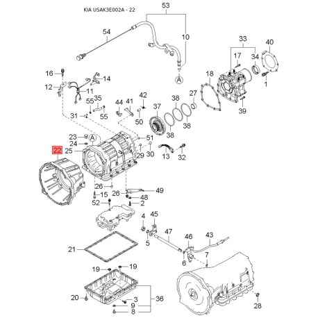 Регулювальний елемент, регулювання сидіння 89318-3E020CY Mobis - 893183E020CY - схема з каталогу 22, USAK3E002A 893183E020CY