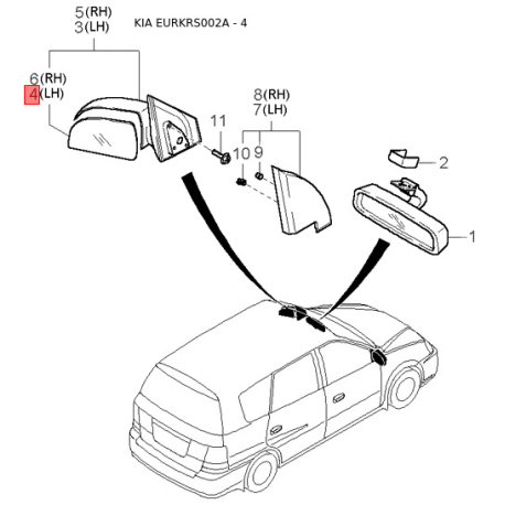 Люк и комплектующие 0K201-44375 Mobis - 0K20144375 - схема с каталога 4, EURKRS002A 0K20144375