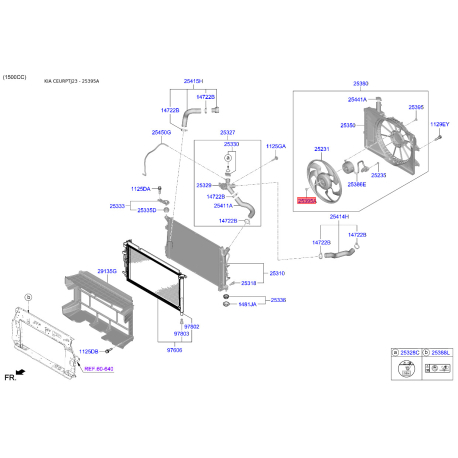 Болт системи охолодження 25395-3K047 Mobis - 253953K047 - схема з каталогу 25395A, CEURPTJ23 253953K047