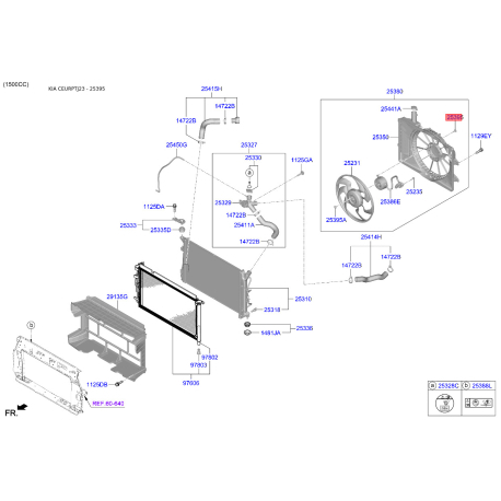 Болт радиатора 25395-3F000 Mobis - 253953F000 - схема с каталога 25395, CEURPTJ23 253953F000