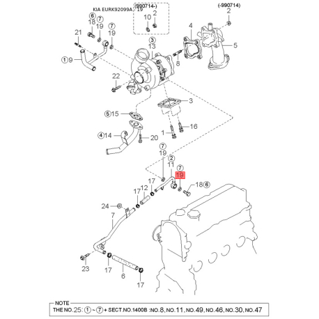 Болт маслонасоса K9978-40840B Mobis - K997840840B - схема з каталогу 19, EURK92099A K997840840B