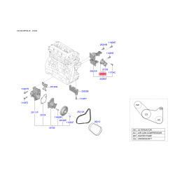 Ролик поликлинового ремня 25281-2G000 Mobis