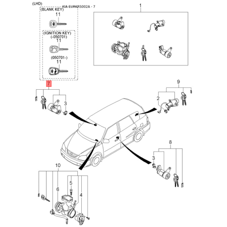 Болт топливной системы K9090-10802 Mobis - K909010802 - схема с каталога 7, EURKRS002A K909010802