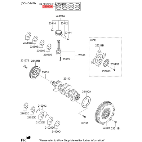 Кільця поршневі 23040-2A913 Mobis - 230402A913 - схема з каталогу 23040A, SEURPSLZ14 230402A913