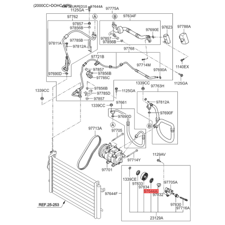 Шків компресора кондиціонера 97833-22000 Mobis - 9783322000 - схема з каталогу 97644A, SEURPED10 9783322000