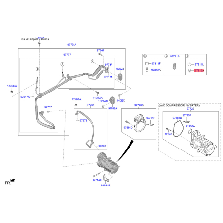 Расширительный клапан, кондиционер 97812-22300 Mobis - 9781222300 - схема с каталога 97812A, KEURPJW22 9781222300