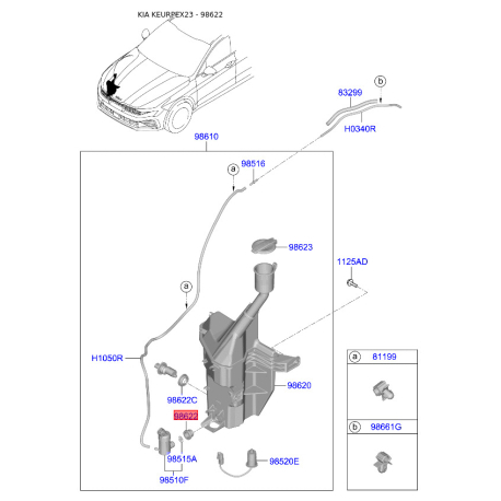 Прокладка, насос омытеля / бачок омывателя 98622-14200 Mobis - 9862214200 - схема с каталога 98622, KEURPEX23 9862214200