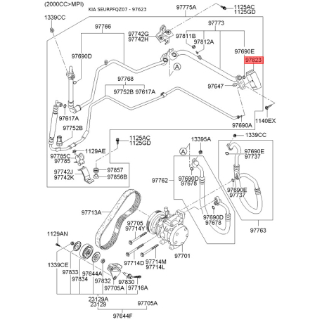 Розширювальний клапан, кондиціонер 97626-2E200 Mobis - 976262E200 - схема з каталогу 97623, SEURPFQZ07 976262E200