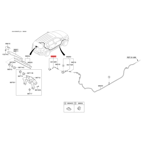 Крепление молдинга крыши 98930-3W000 Mobis - 989303W000 - схема с каталога 98860, KKMAPSL14 989303W000