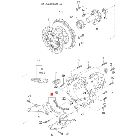 Топливопровод 0K01C-13780A Mobis - 0K01C13780A - схема с каталога 6, USAKFM002A 0K01C13780A