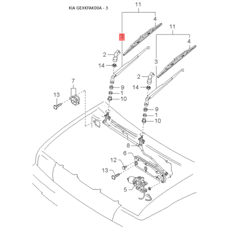 Крышка, резервуар для воды (бачок омывателя) MDA01-67483 Mobis - MDA0167483 - схема с каталога 3, GEXKFAK00A MDA0167483