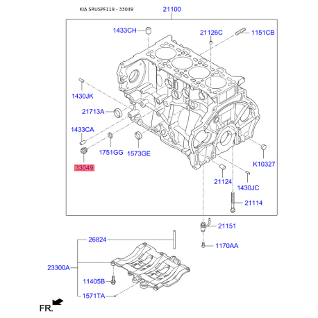 Втулка перехідник під датчик тиску масла 94710-2F000 Mobis - 947102F000 - схема з каталогу 33049, SRUSPF119 947102F000