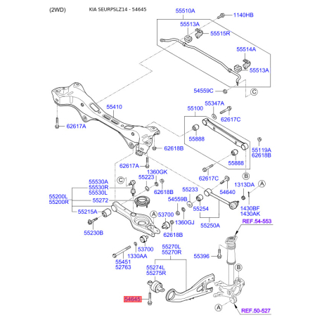 Болт кулака и сайлентблока 55119-2Y000 Mobis - 551192Y000 - схема с каталога 54645, SEURPSLZ14 551192Y000